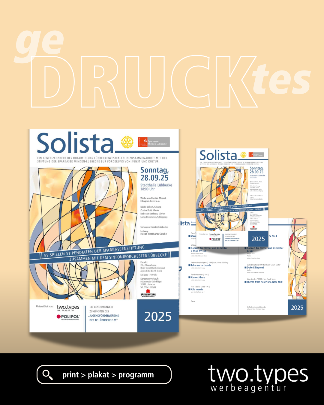 Plakat und Programmheft für das Benefizkonzert Solista