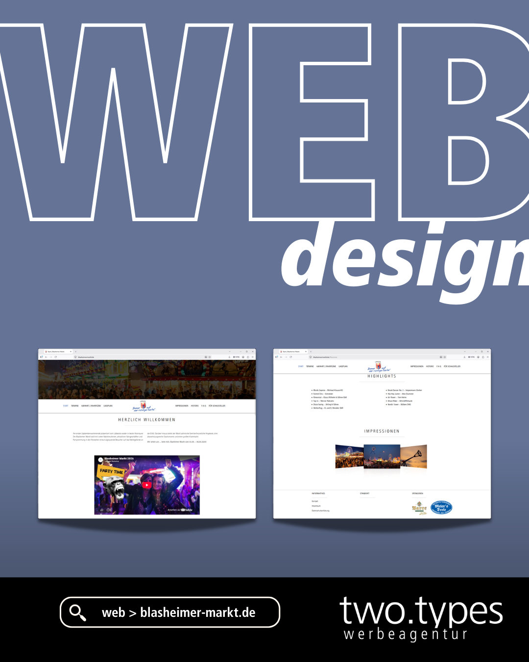 Website für den Blasheimer Markt mit Terminen, Veranstaltungshighlights und Impressionen