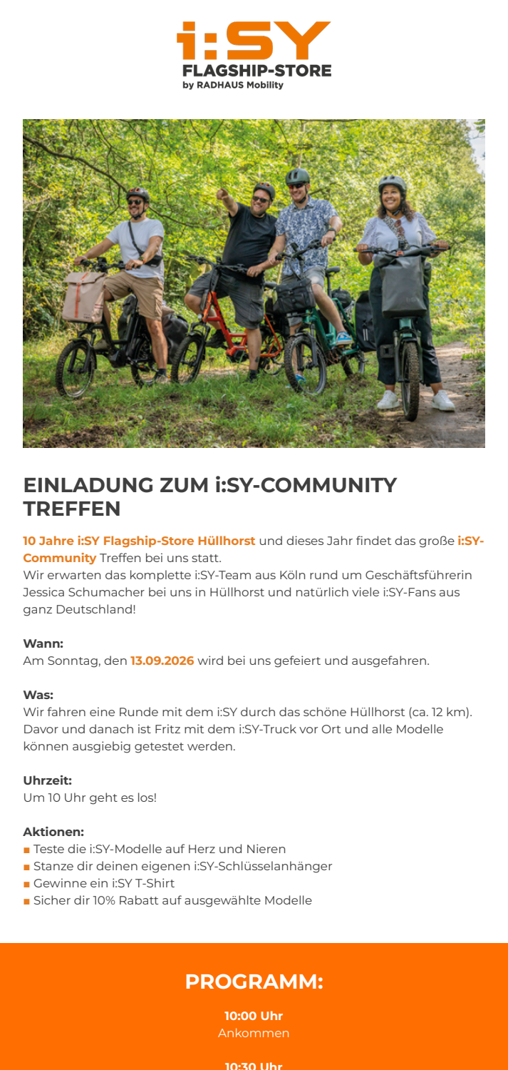 Originalausschnitt: Einladung zum i:SY-Community-Treffen in Hüllhorst